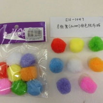 EH-1047   8 pcs 30mm colored fiuff ball     24 pack/polybag